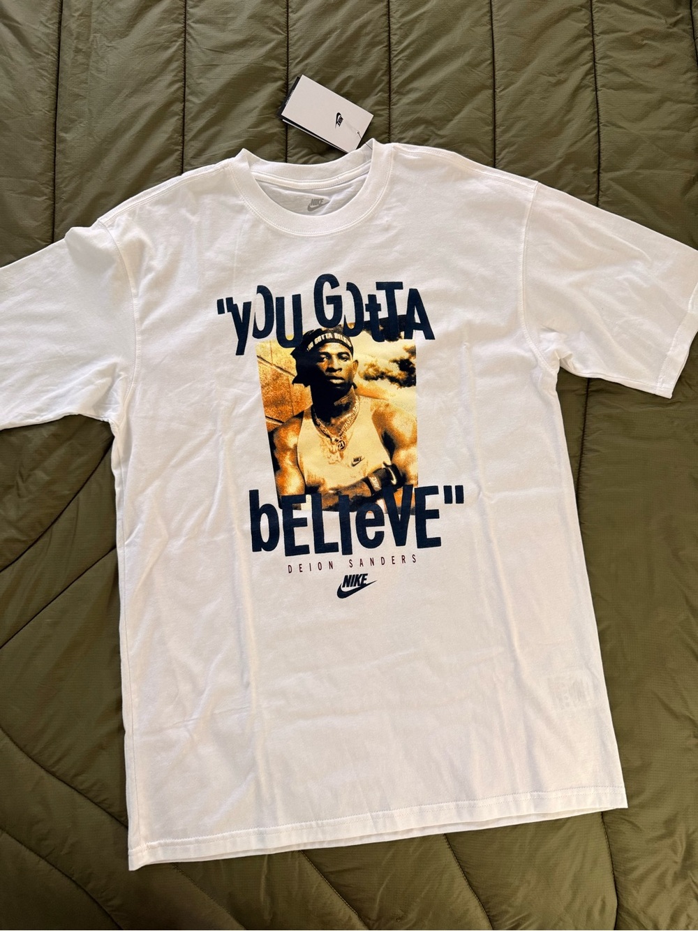 Nike White Graphic 'You Gotta Believe' Deion Sanders Tee
